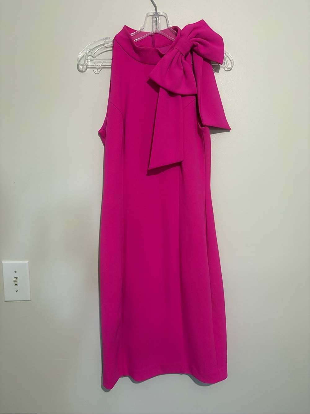 Eliza J Hot Pink One-Shoulder Sheath Dress with Bow Accent